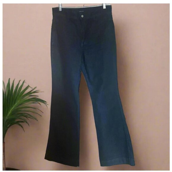 Share J Crew Wide Leg Trouser Jean Womens 30 TALL Blue High Rise Indigo Stretch - Picture 2 of 10